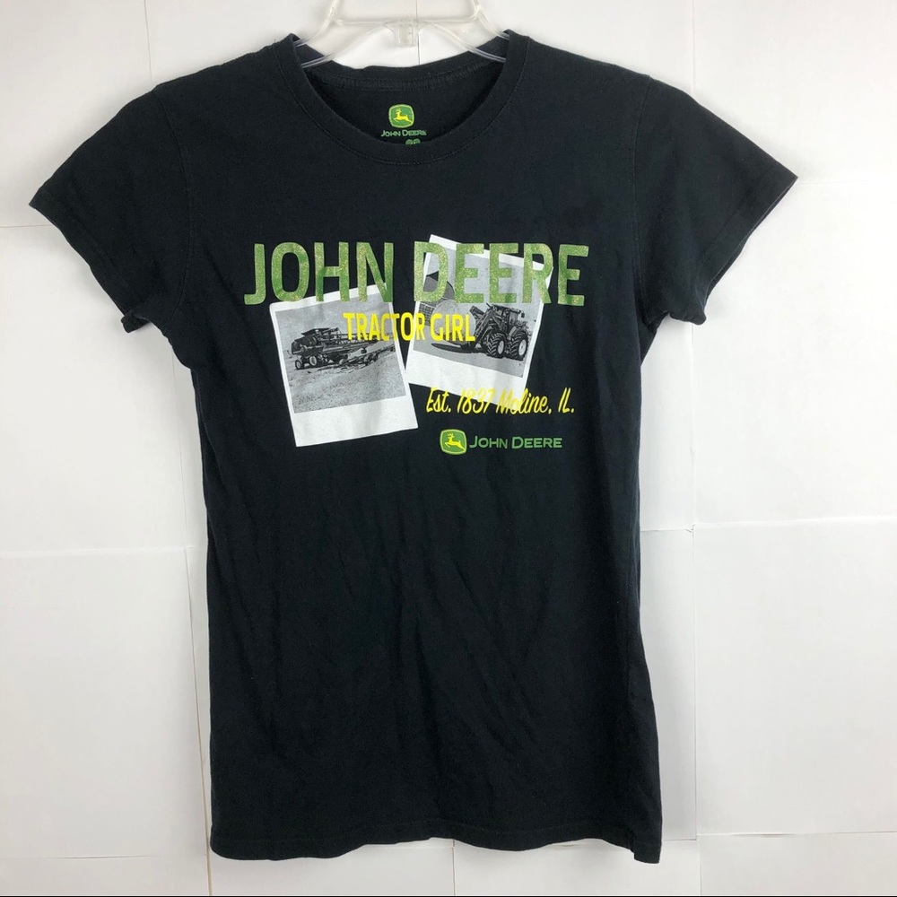 John Deere Tractor Girl Black Tee Shirt Juniors M
